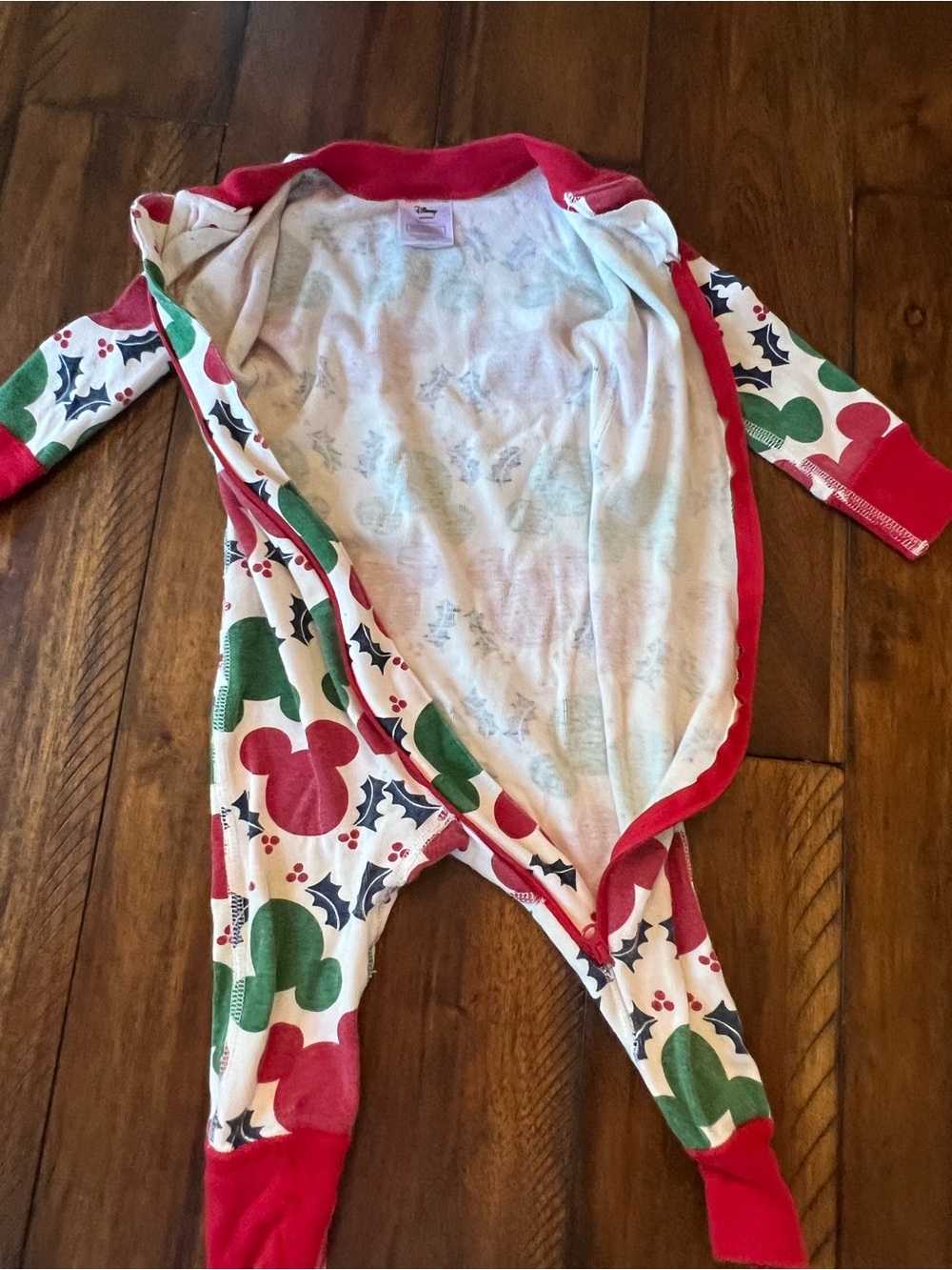 Disney Red & Green Mickey Holiday Onesie - Picture 3 of 4